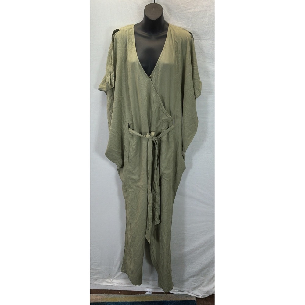 Nicholas K Tie Jumpsuit romper Olive Green oversized slouchy City LG casual